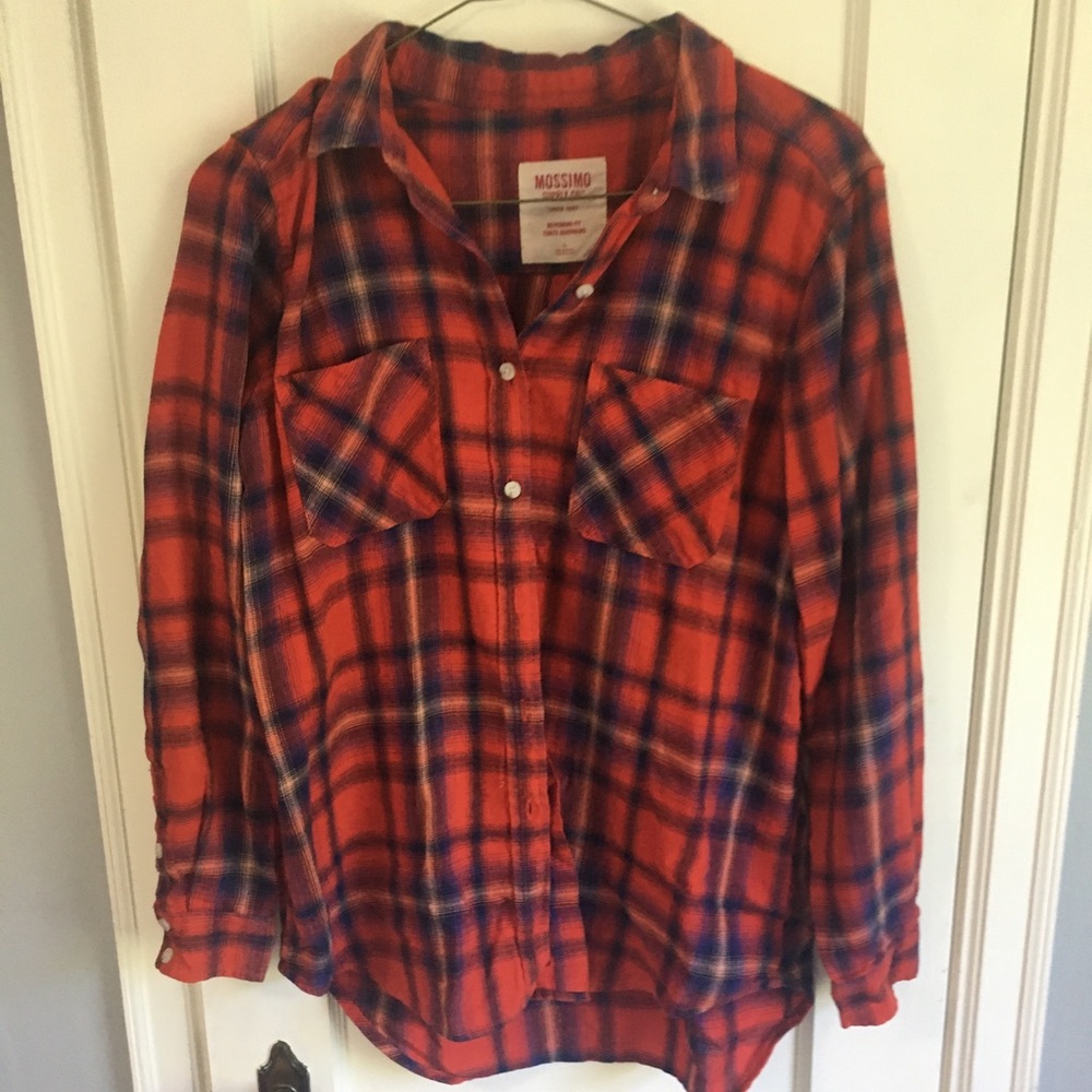 Orange & Blue Flannel Top